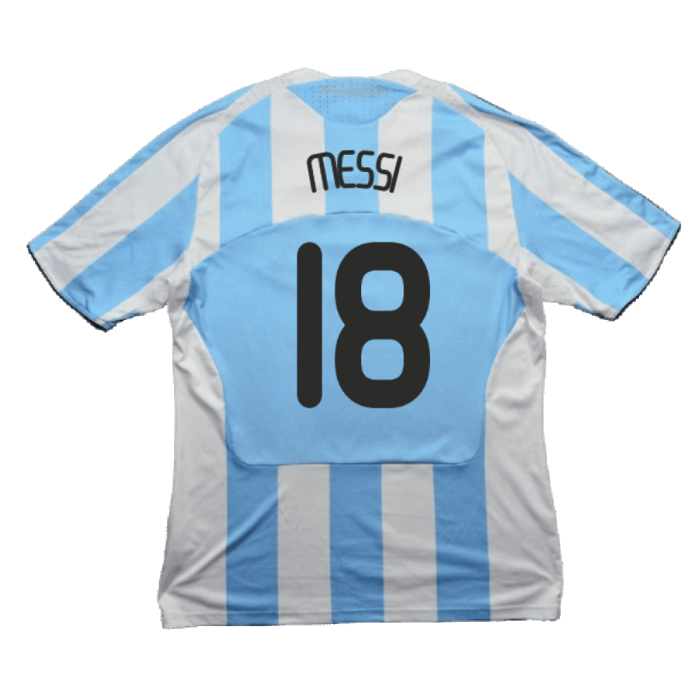 Argentina 2008-09 Home Shirt (L) (Good) (Messi 18)_1