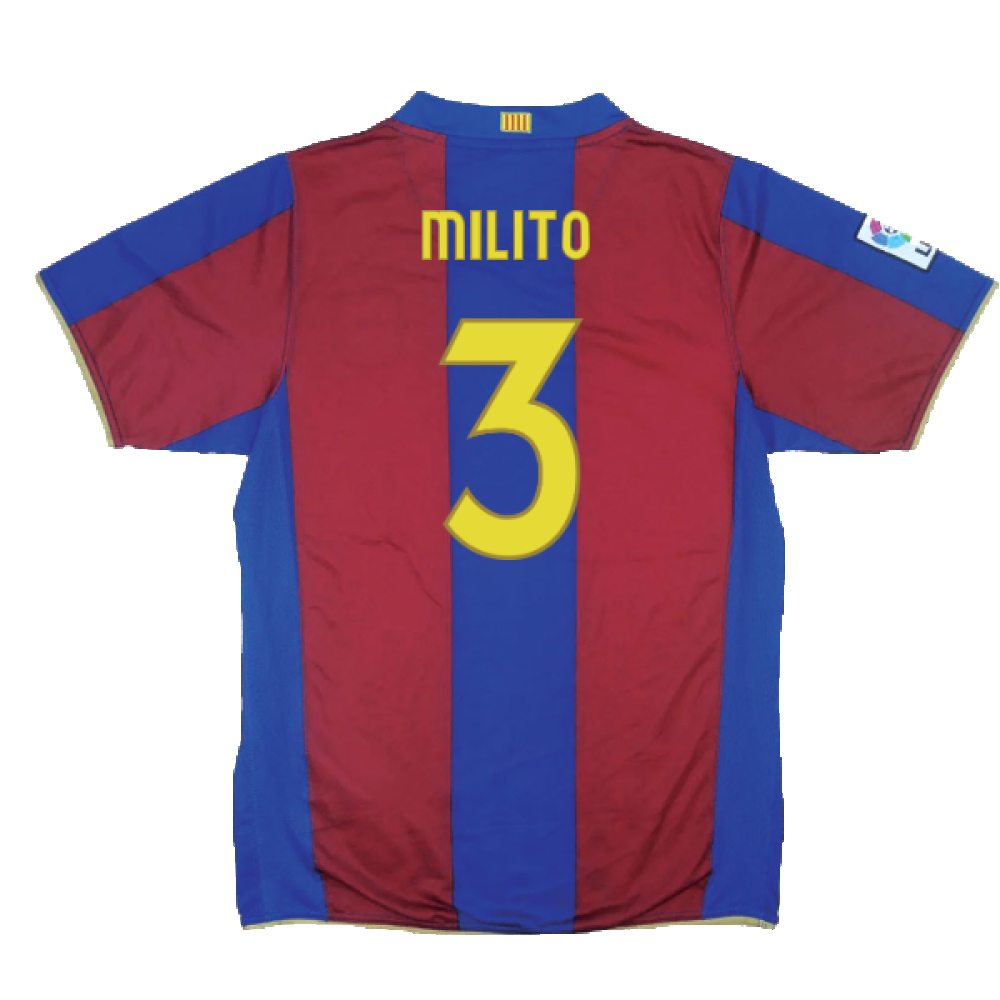 Barcelona 2007-08 Home Shirt (S) (Excellent) (Milito 3)_1