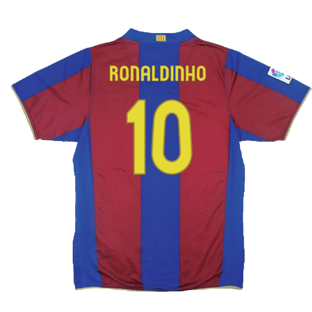 Barcelona 2007-08 Home Shirt (S) (Excellent) (Ronaldinho 10)_1