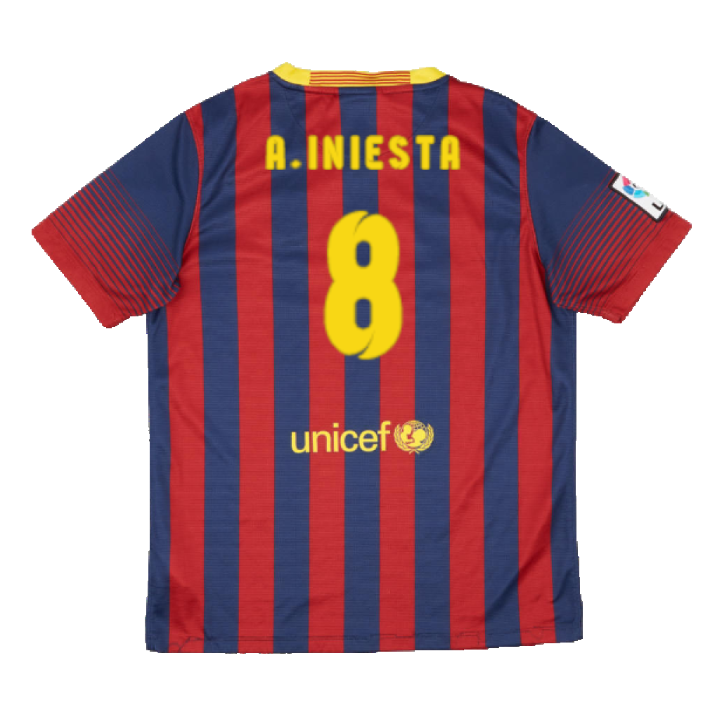 Barcelona 2013-14 Home Shirt (XL) (Good) (A.Iniesta 8)_1