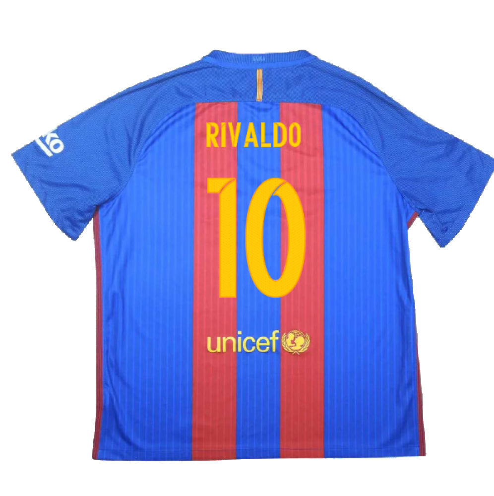 Barcelona 2016-17 Home Shirt (S) (Very Good) (Rivaldo 10)_1