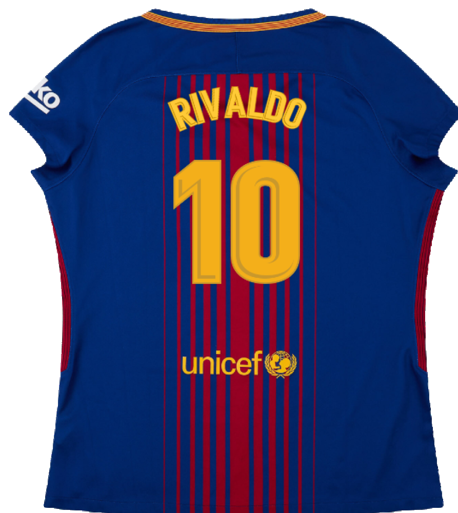 Barcelona 2017-18 Home Shirt (Womens) (XL) (Mint) (Rivaldo 10)_1