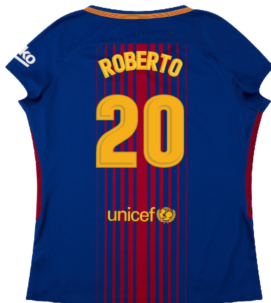 Barcelona 2017-18 Home Shirt (Womens) (M) (Mint) (Roberto 20)_1