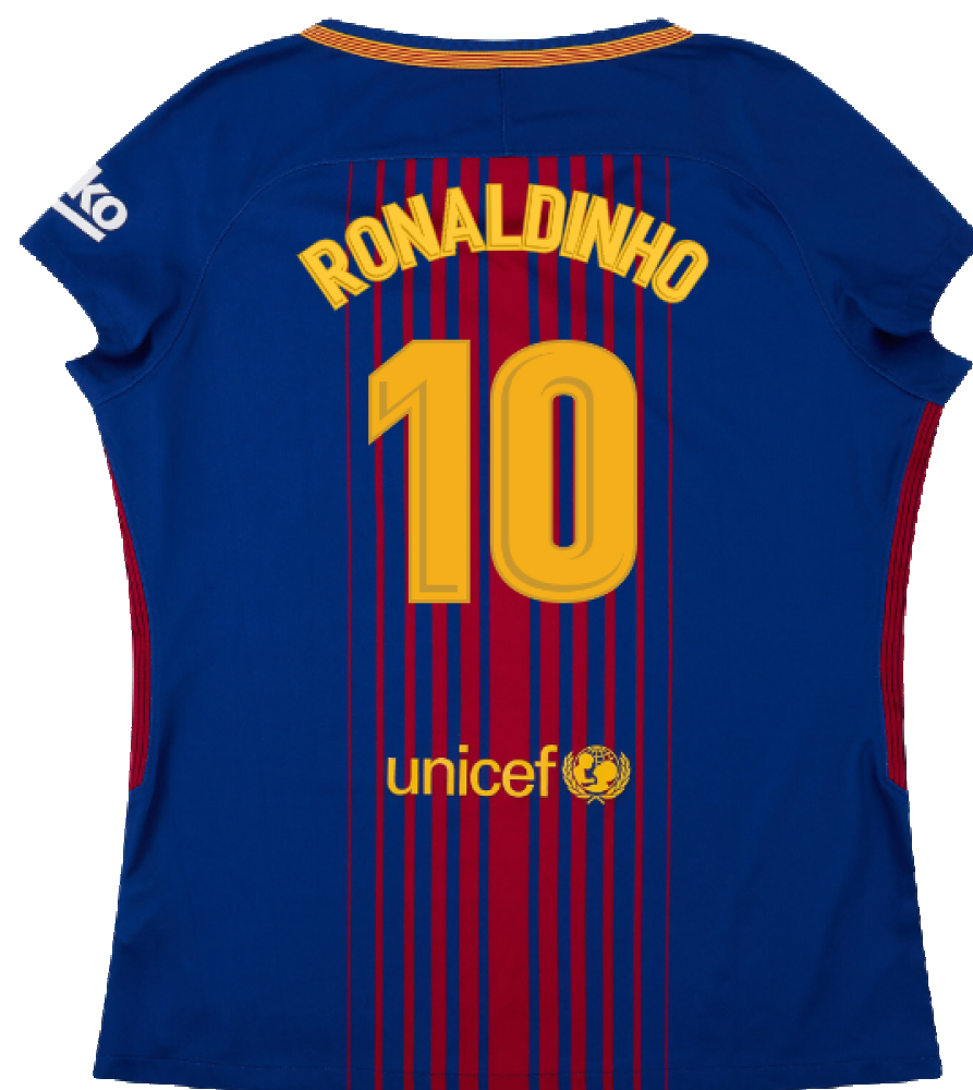 Barcelona 2017-18 Home Shirt (Womens) (XL) (Mint) (Ronaldinho 10)_1