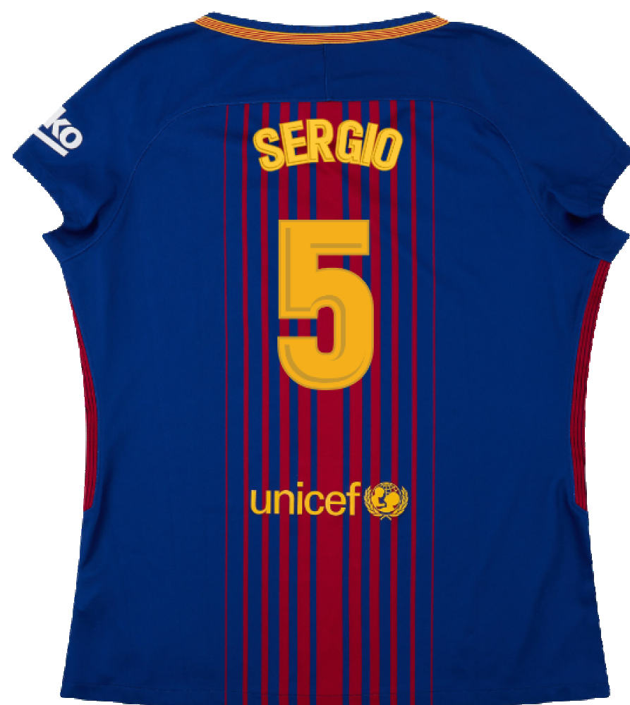 Barcelona 2017-18 Home Shirt (Womens) (M) (Mint) (Sergio 5)_1