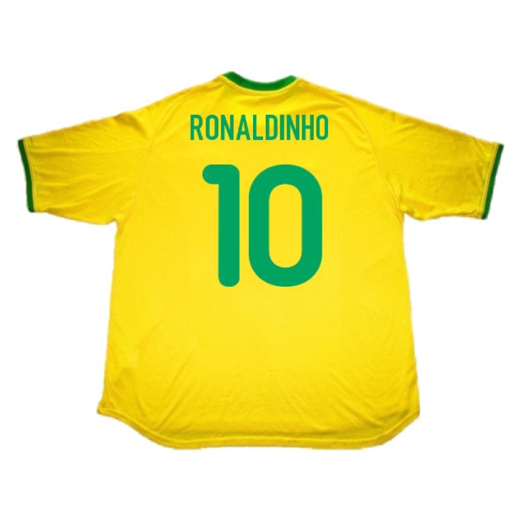 Brazil 2000-02 home (XL) (Excellent) (Ronaldinho 10)_1