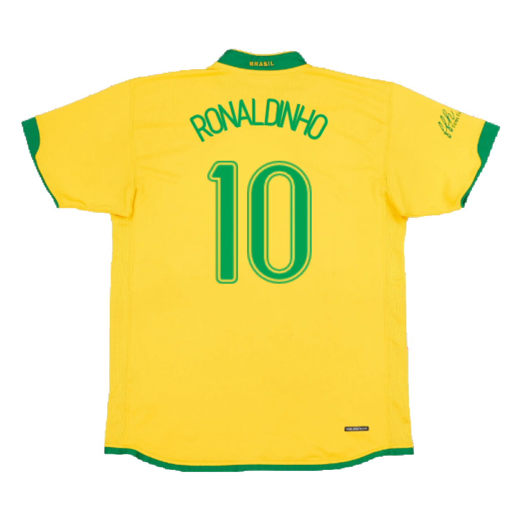 Brazil 2006-08 Home Shirt (L) (Excellent) (Ronaldinho 10)_1