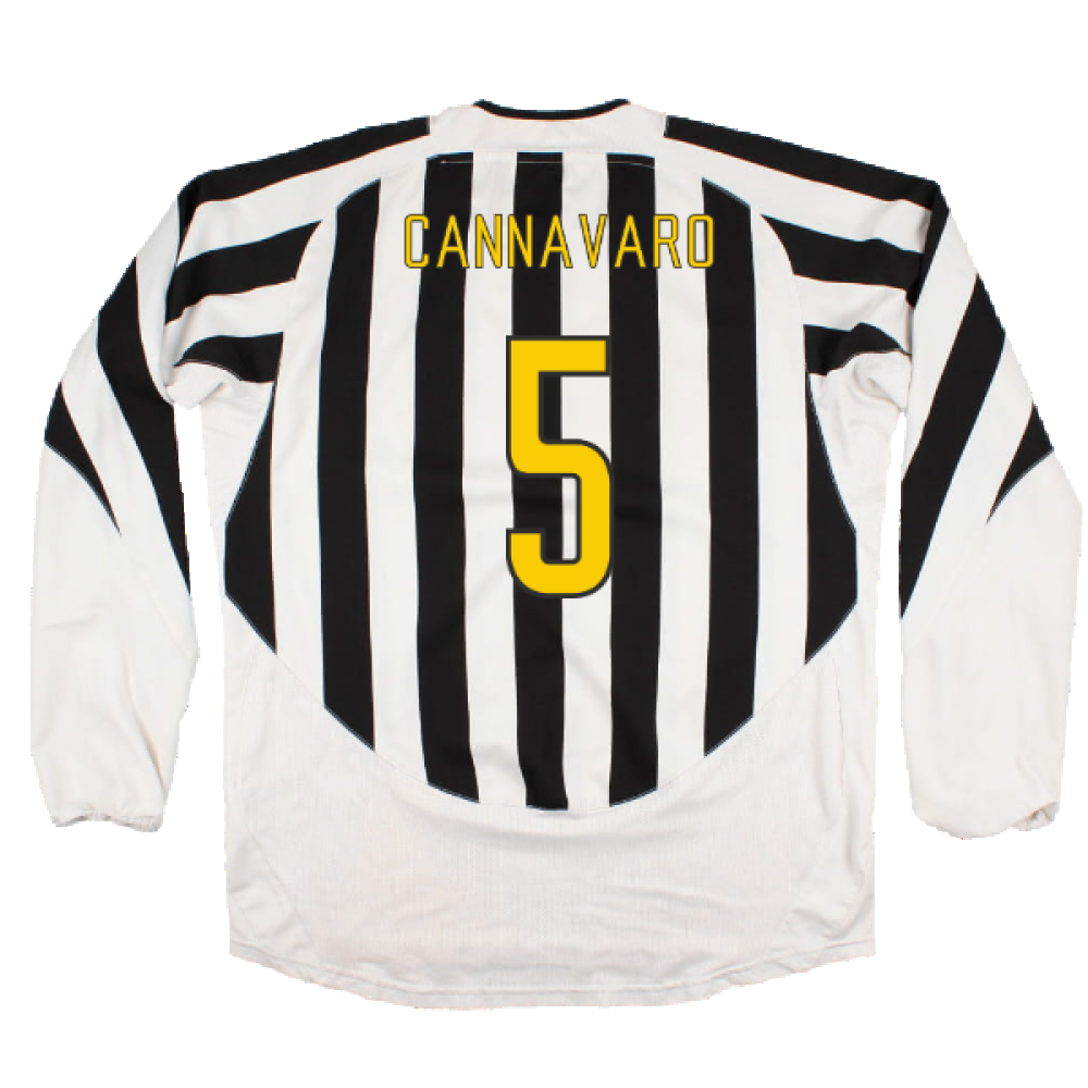 Juventus 2003-04 Long Sleeve Home Shirt (Sponsorless) (L) (Excellent) (Cannavaro 5)_1