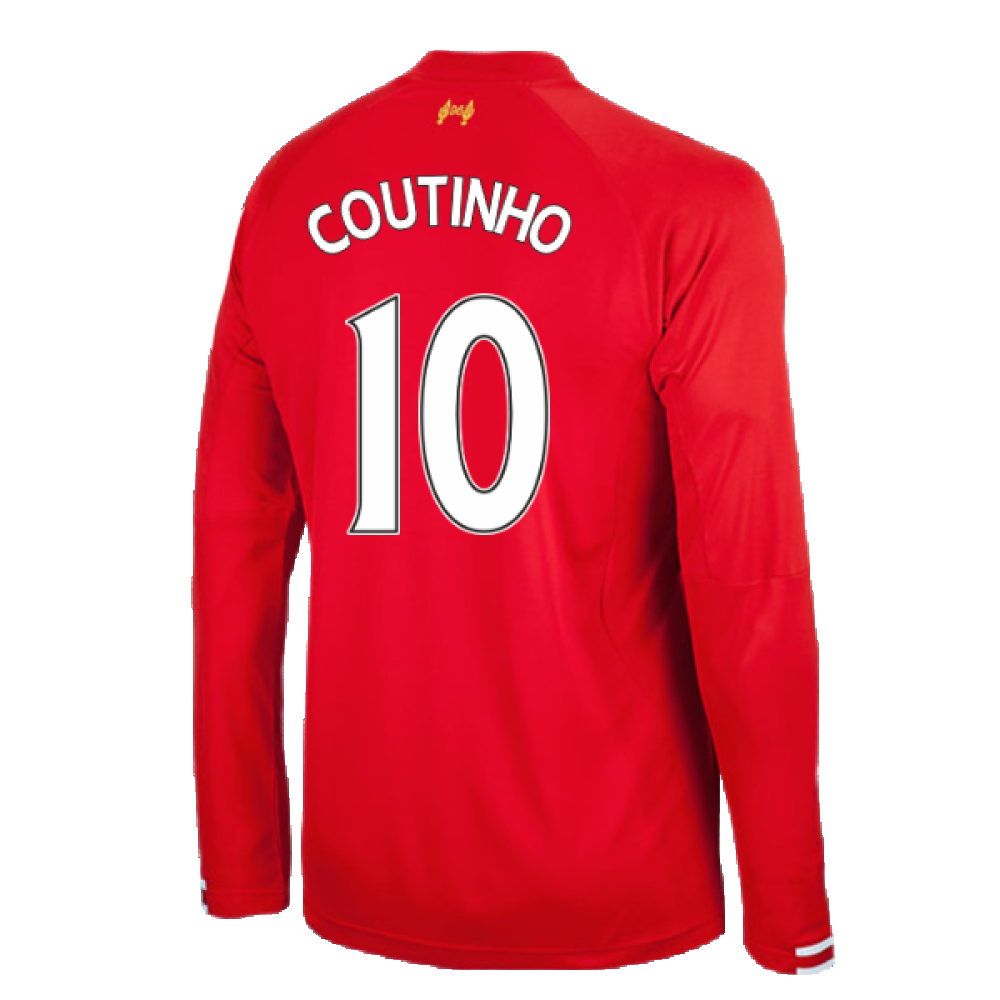 Liverpool 2013-14 Home Long Sleeve Shirt (XL) (Excellent) (COUTINHO 10)_1