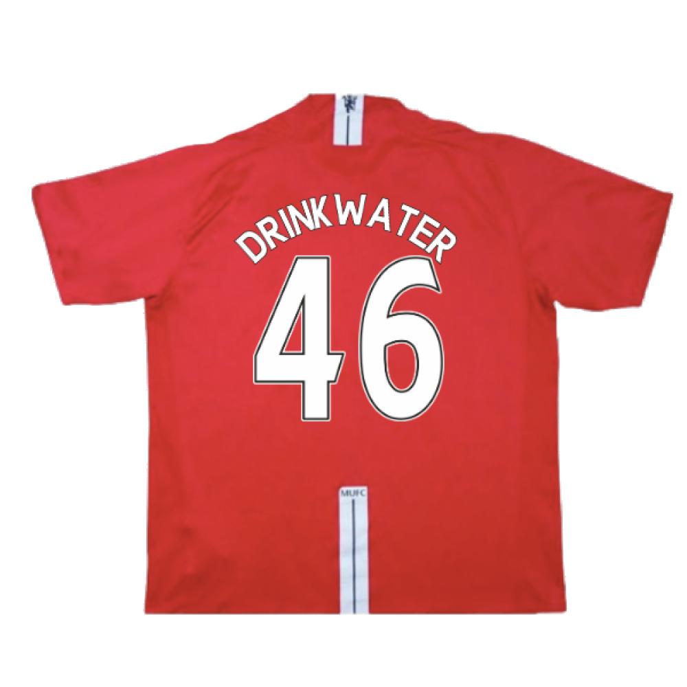 Manchester United 2007-09 Home Shirt (Excellent) (Drinkwater 46)_1