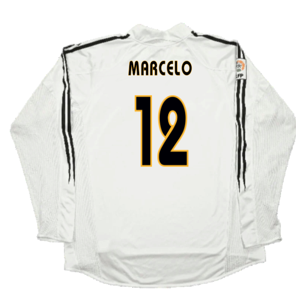 Real Madrid 2003-04 Home Long Sleeve Shirt (M) (Mint) (Marcelo 12)_1