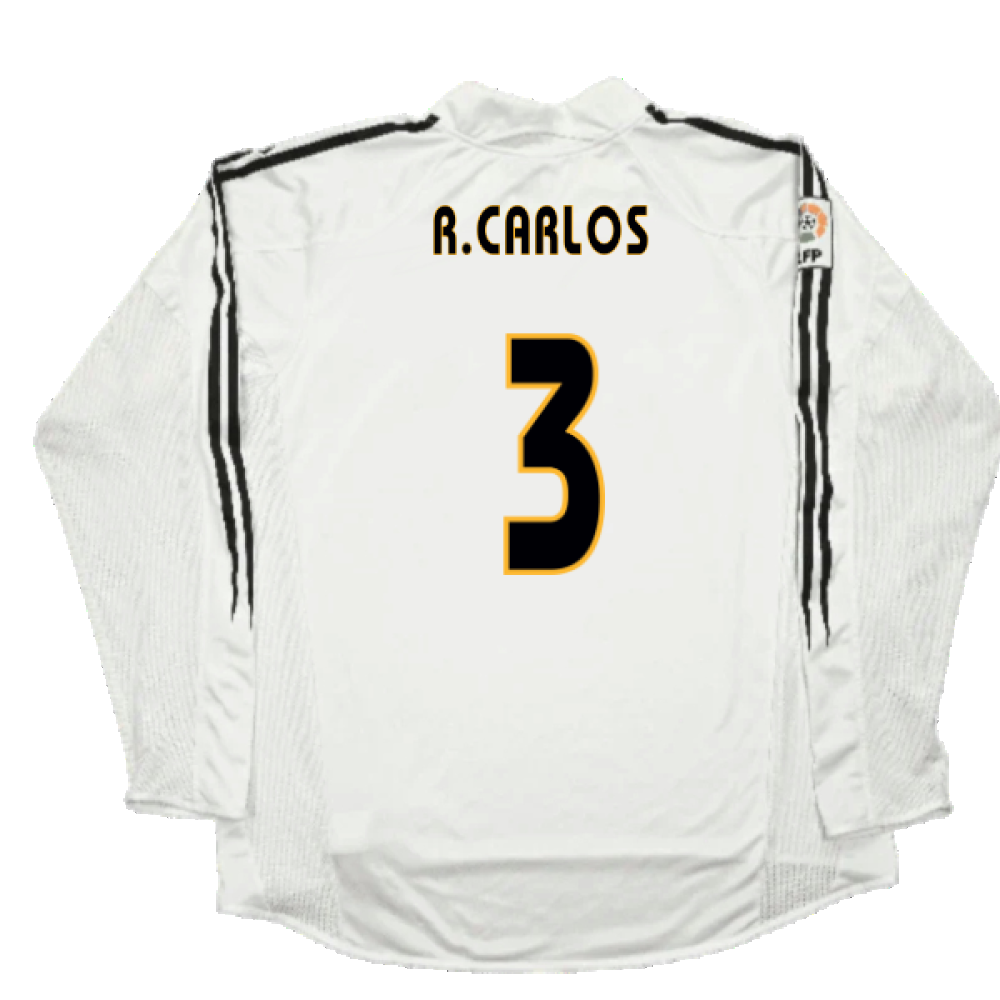 Real Madrid 2003-04 Home Long Sleeve Shirt (M) (Mint) (R.Carlos 3)_1