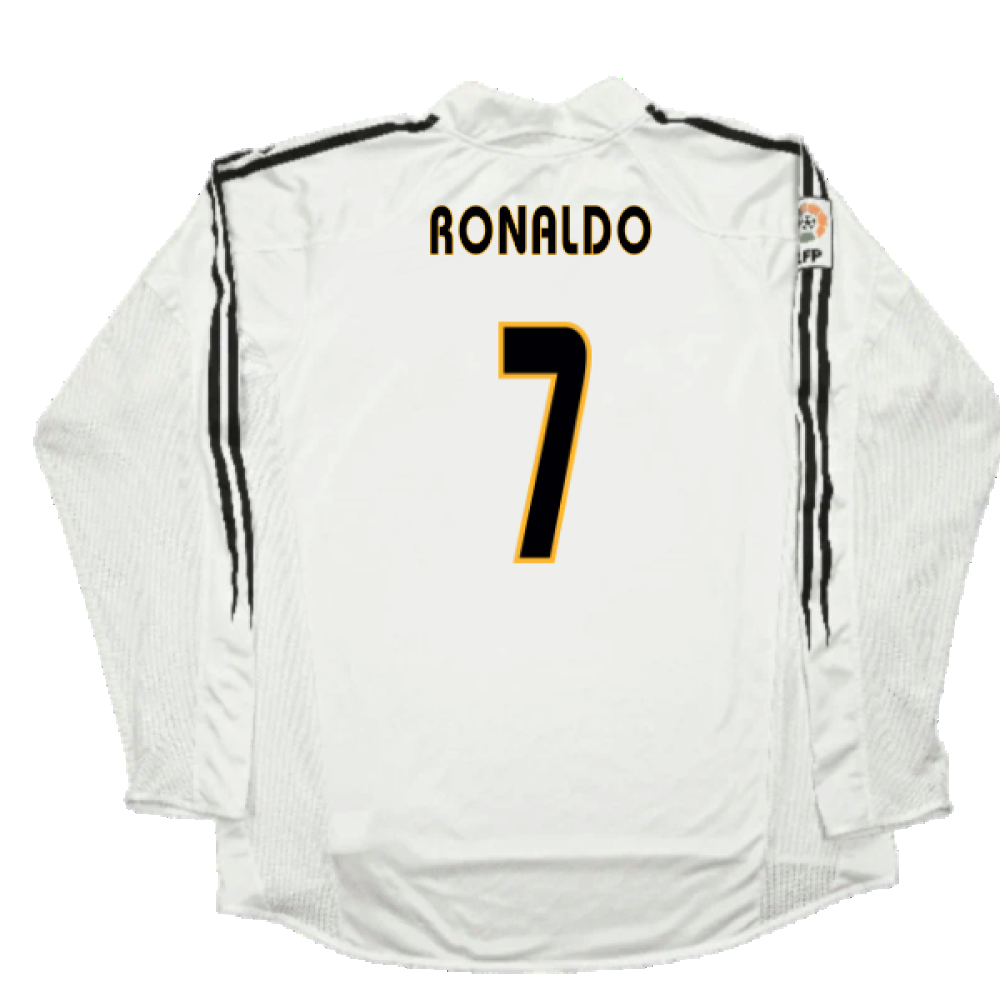 Real Madrid 2003-04 Home Long Sleeve Shirt (M) (Mint) (Ronaldo 7)_1