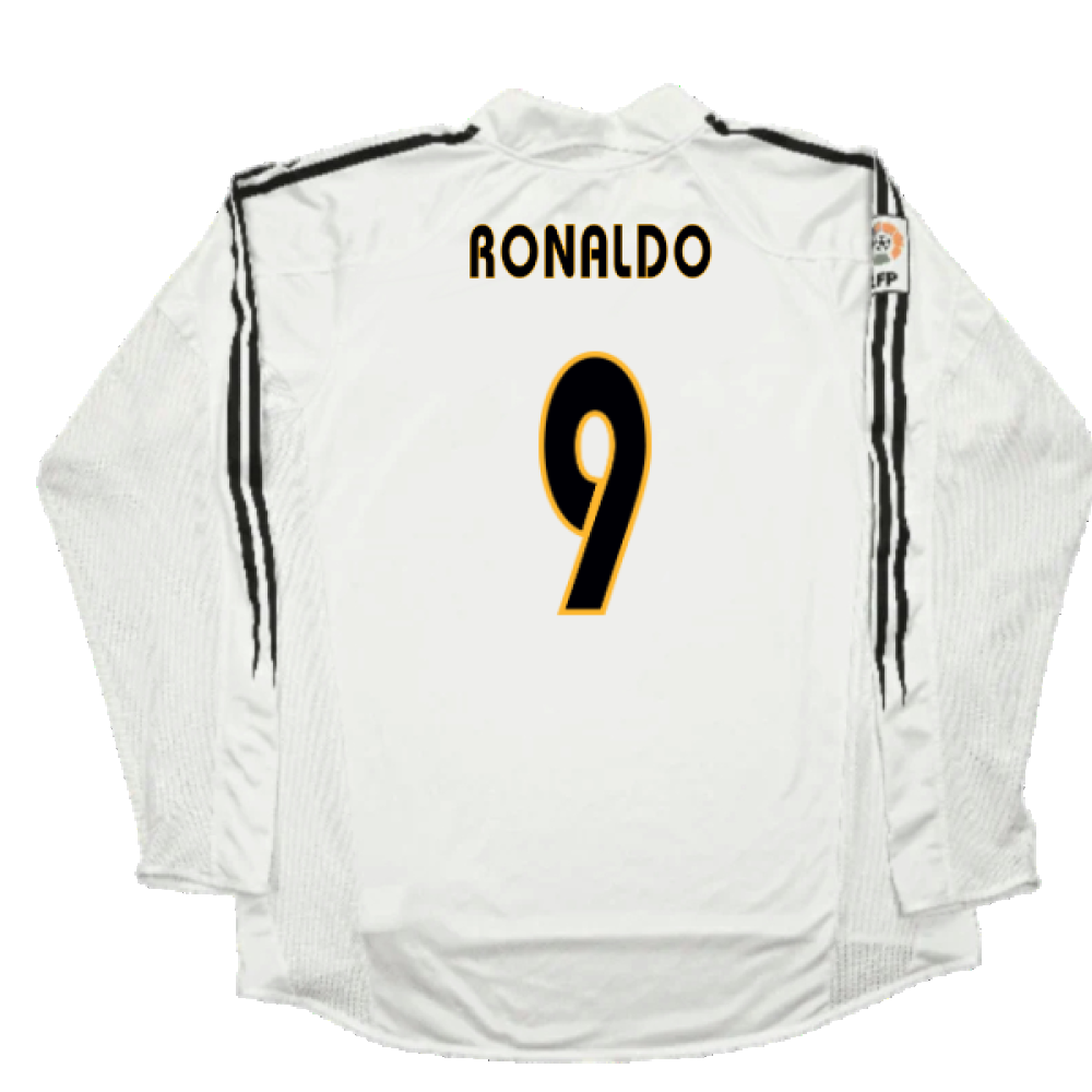 Real Madrid 2003-04 Home Long Sleeve Shirt (M) (Mint) (Ronaldo 9)_1