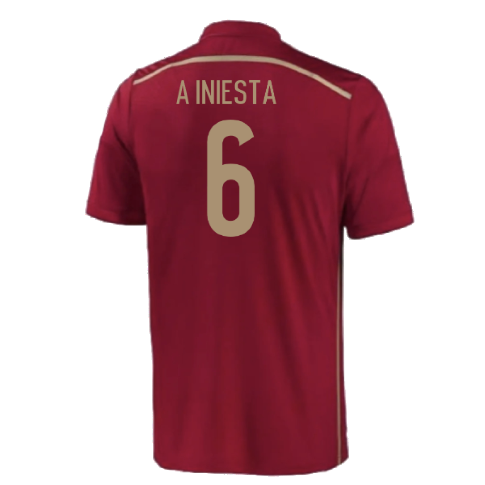 Spain 2015-16 Home Shirt (Excellent) (A Iniesta 6)_1