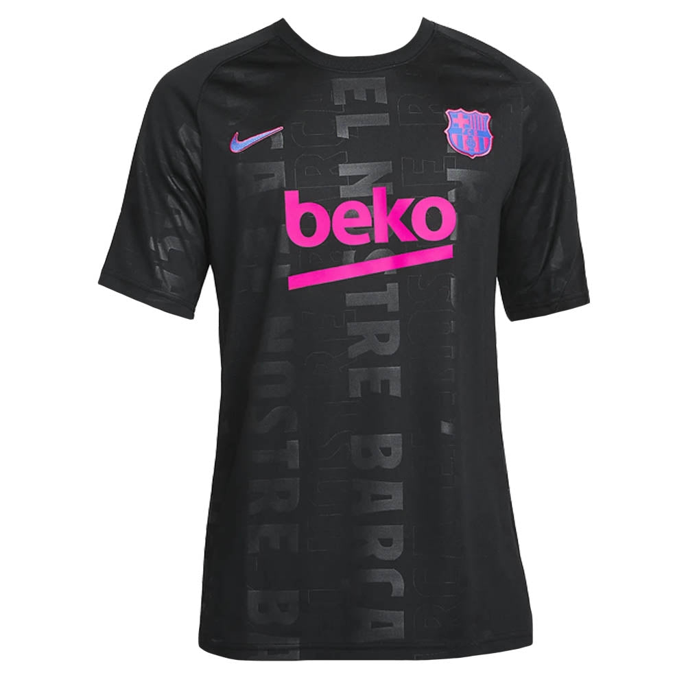 2021-2022 Barcelona CL Pre-Match Training Shirt (Black) - Kids_0