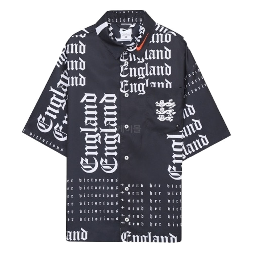 2022-2023 England Button-Down Soccer Top (Black)_0