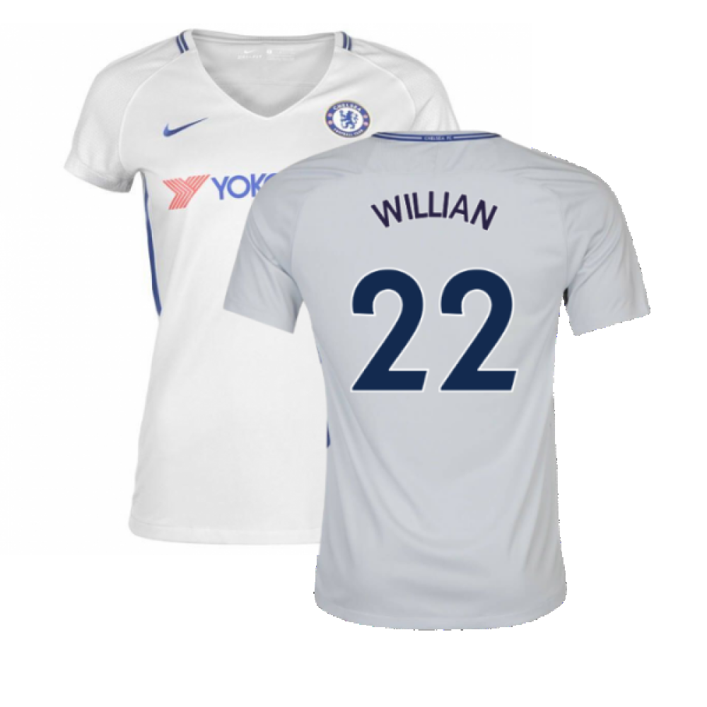 2017-2018 Chelsea Away Nike Ladies Shirt (Womens L) (Mint) (Willian 22)_0