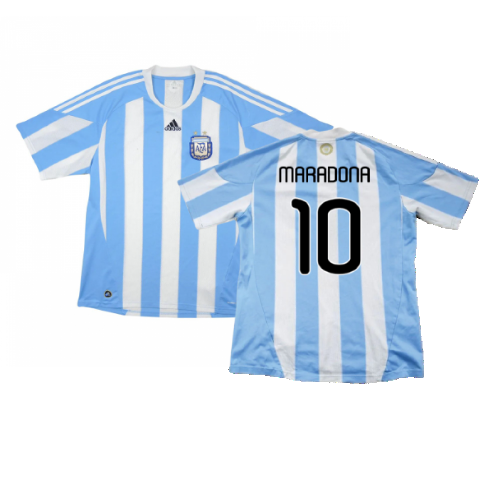 Argentina 2010-11 Home Shirt (Excellent) (Maradona 10)_0