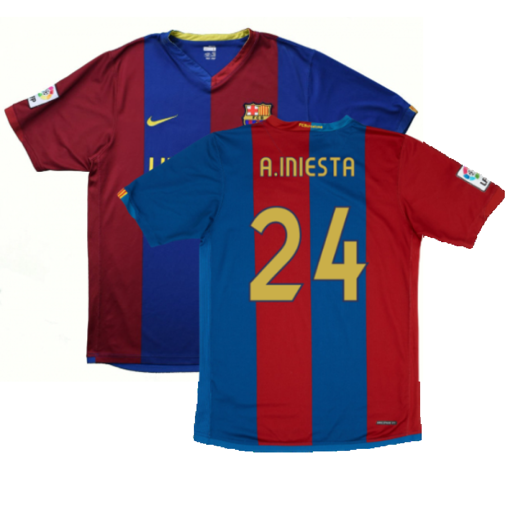 Barcelona 2006-07 Home Shirt (M) (Very Good) (A.Iniesta 24)_0