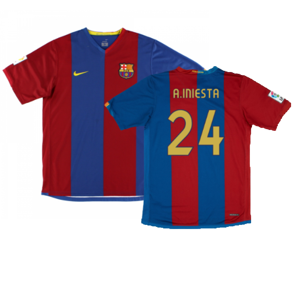 Barcelona 2006-07 Home Shirt (Sponsorless) (Excellent) (A.Iniesta 24)_0