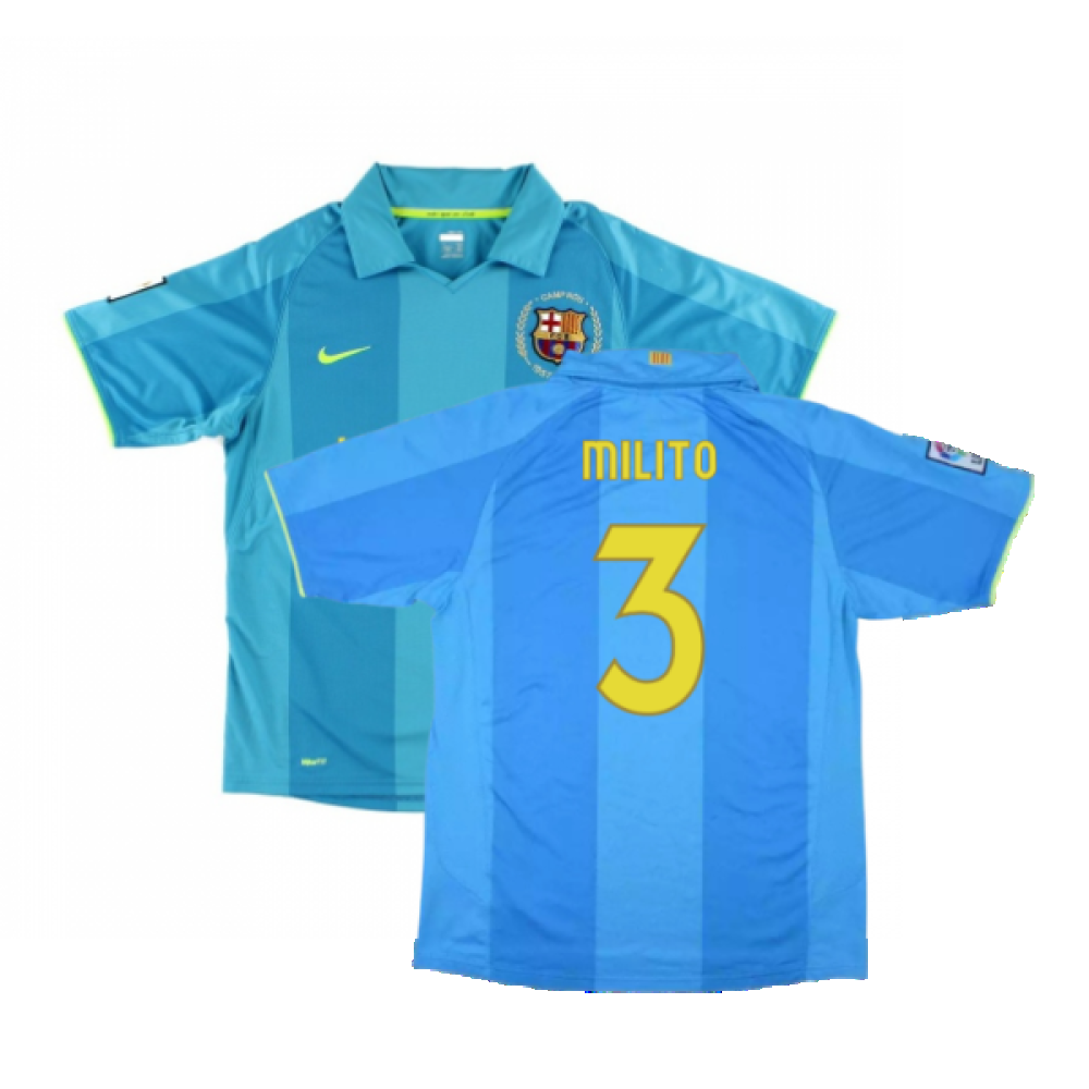 Barcelona 2007-08 Away Shirt (XXL) (Excellent) (Milito 3)_0