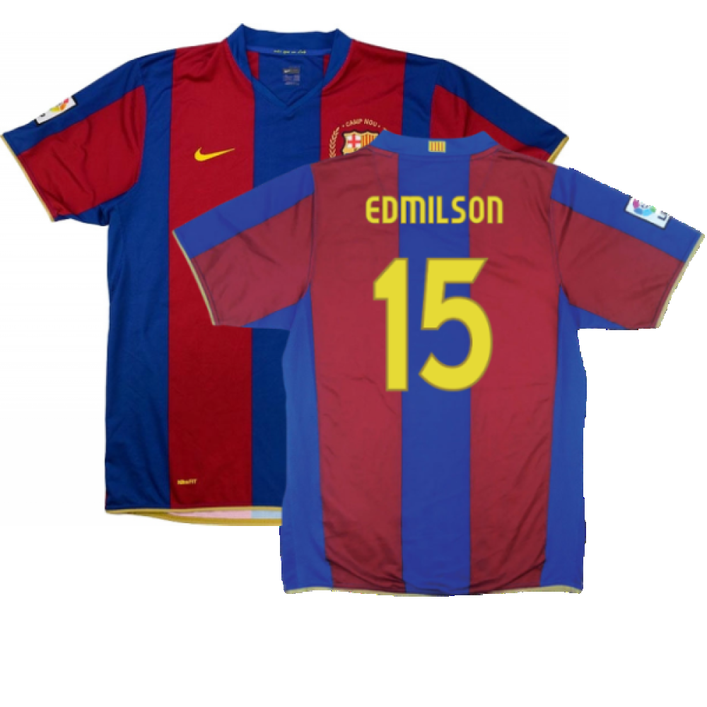 Barcelona 2007-08 Home Shirt (S) (Excellent) (Edmilson 15)_0