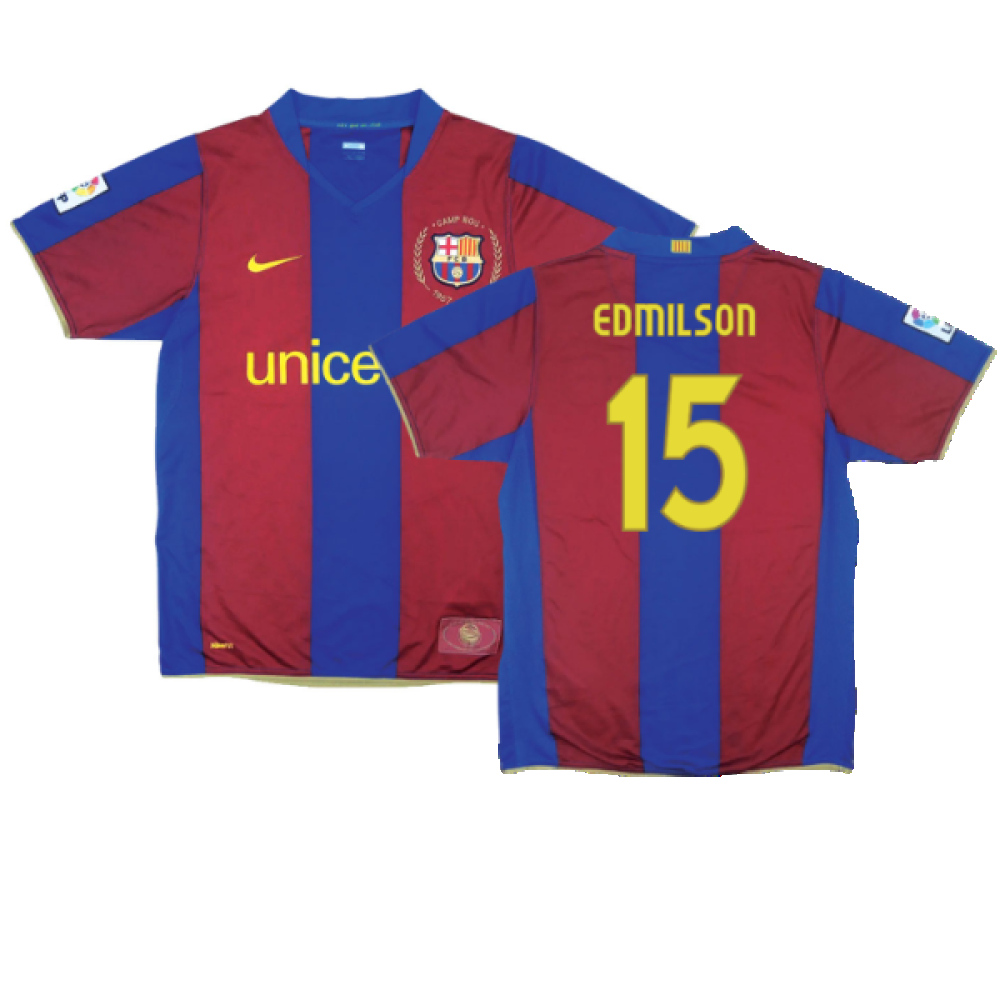 Barcelona 2007-08 Home Shirt (L) (Excellent) (Edmilson 15)_0