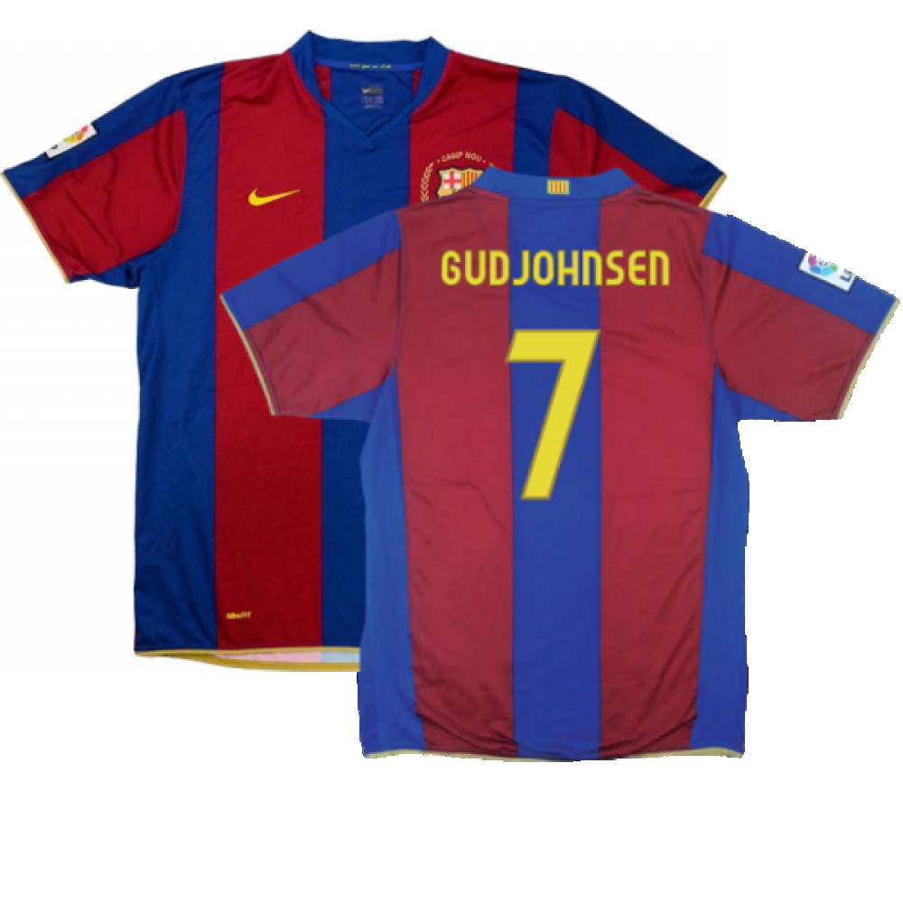 Barcelona 2007-08 Home Shirt (S) (Excellent) (Gudjohnsen 7)_0