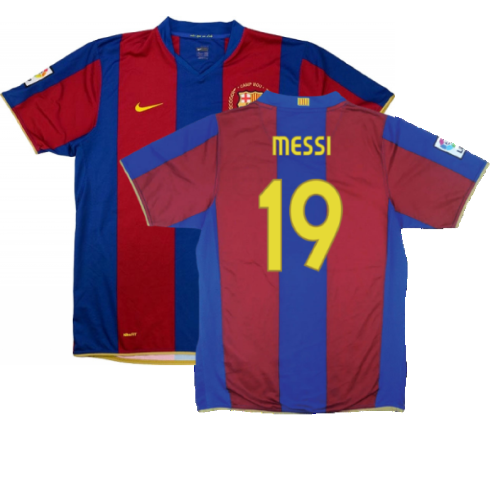 Barcelona 2007-08 Home Shirt (S) (Excellent) (Messi 19)_0