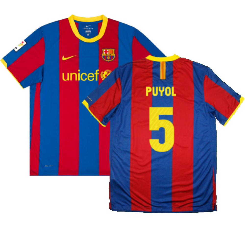 Barcelona 2010-11 Home Shirt (L) (Very Good) (Puyol 5)_0