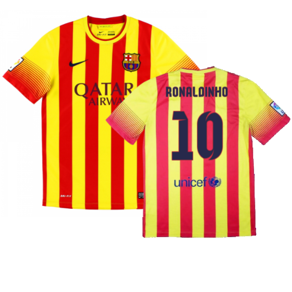 Barcelona 2013-14 Away Shirt (XL) (Mint) (Ronaldinho 10)_0