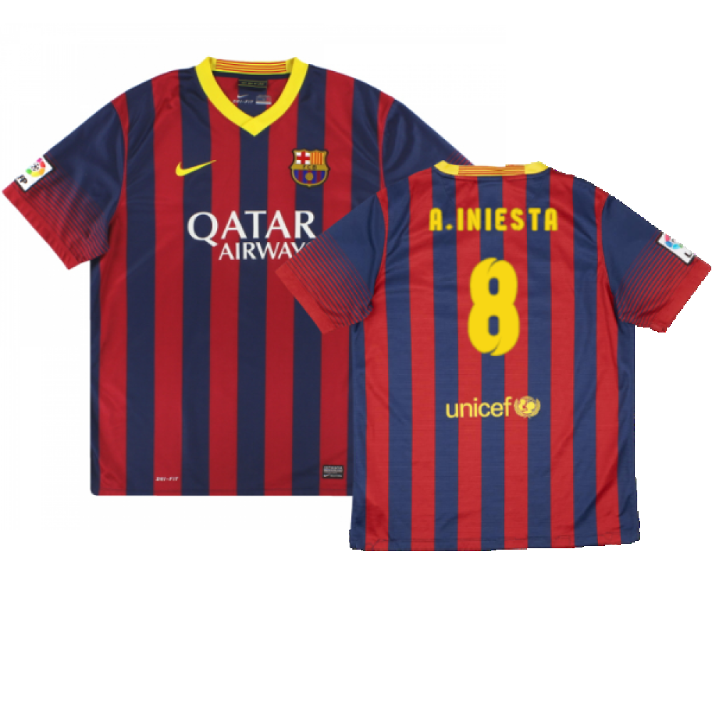 Barcelona 2013-14 Home Shirt (Very Good) (A.Iniesta 8)_0