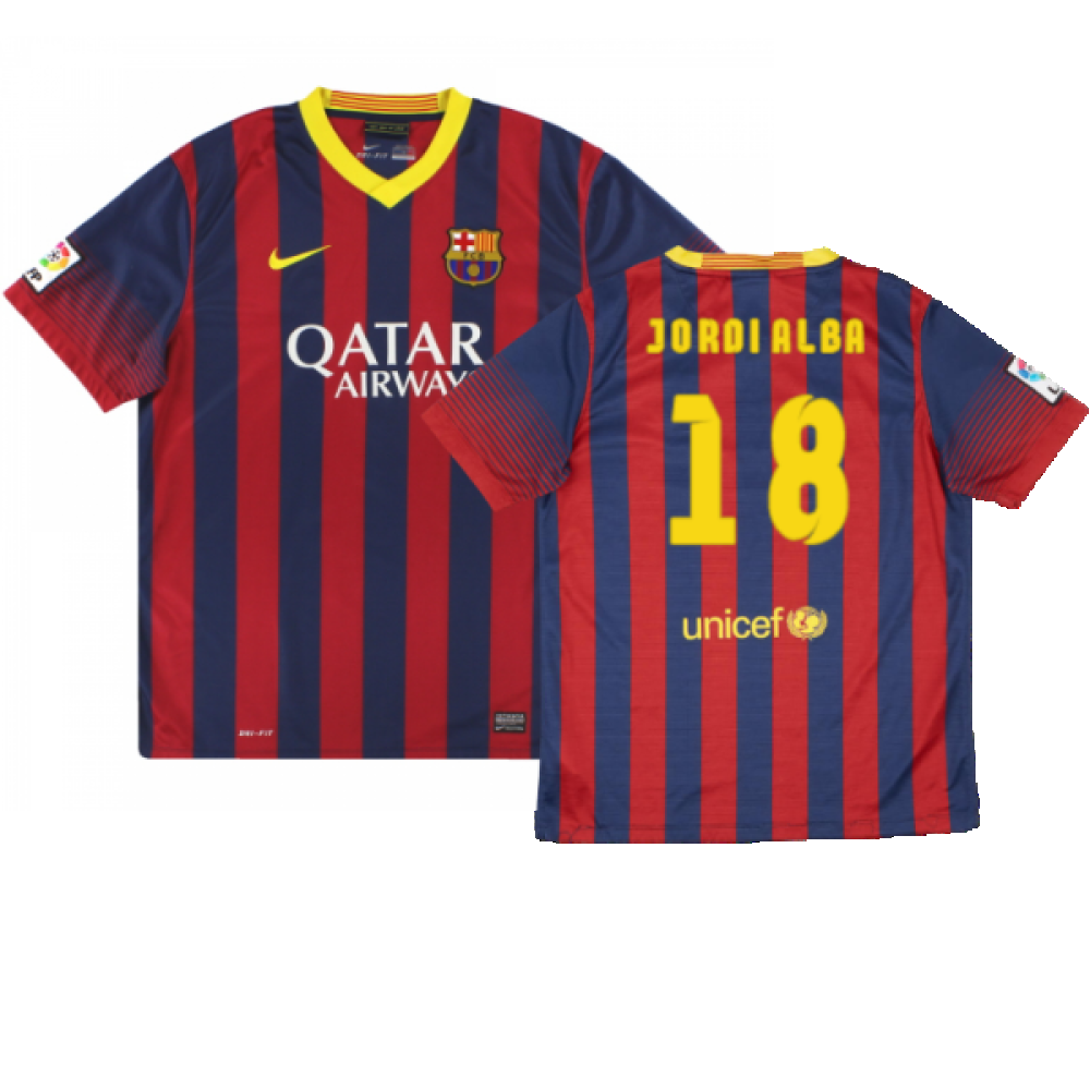 Barcelona 2013-14 Home Shirt (Very Good) (Jordi Alba 18)_0