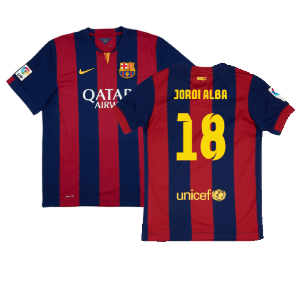 Barcelona 2014-15 home shirt (L) (Mint) (Jordi Alba 18)_0