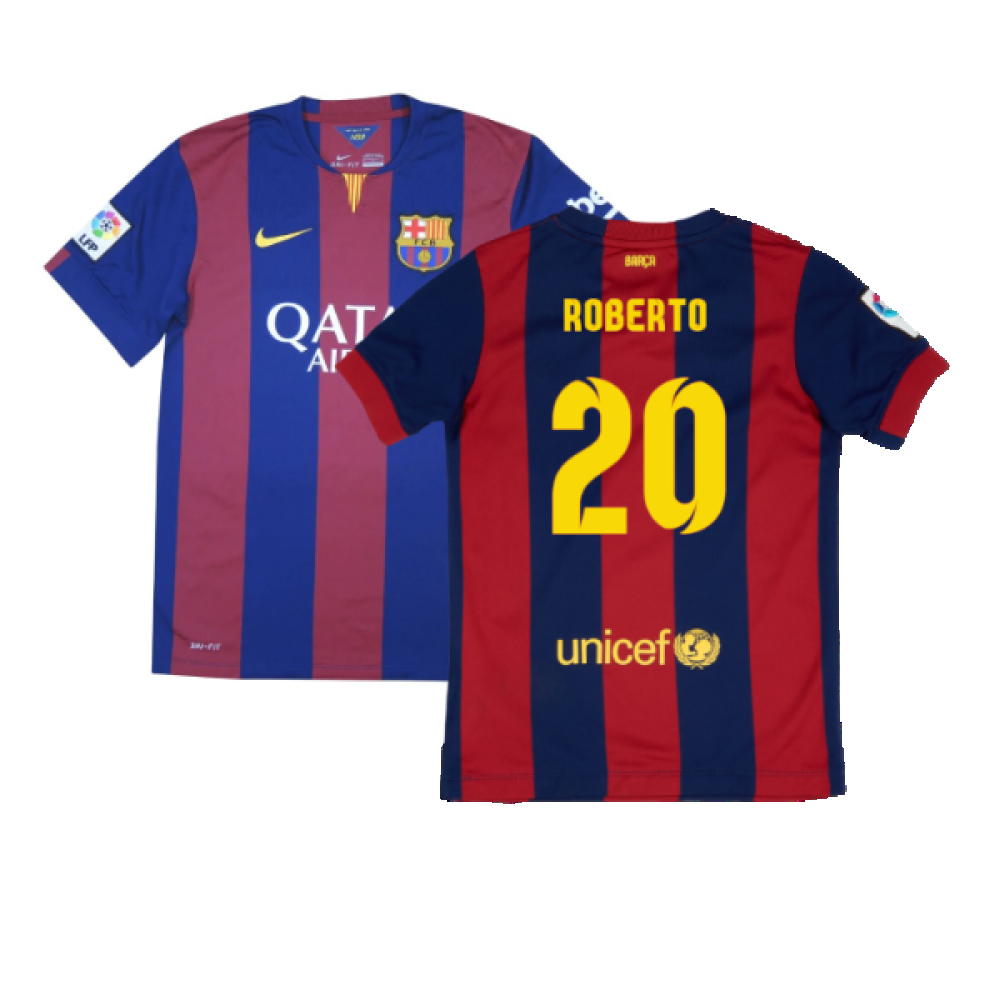 Barcelona 2014-15 Home Shirt (XL Boys) (Very Good) (Roberto 20)_0