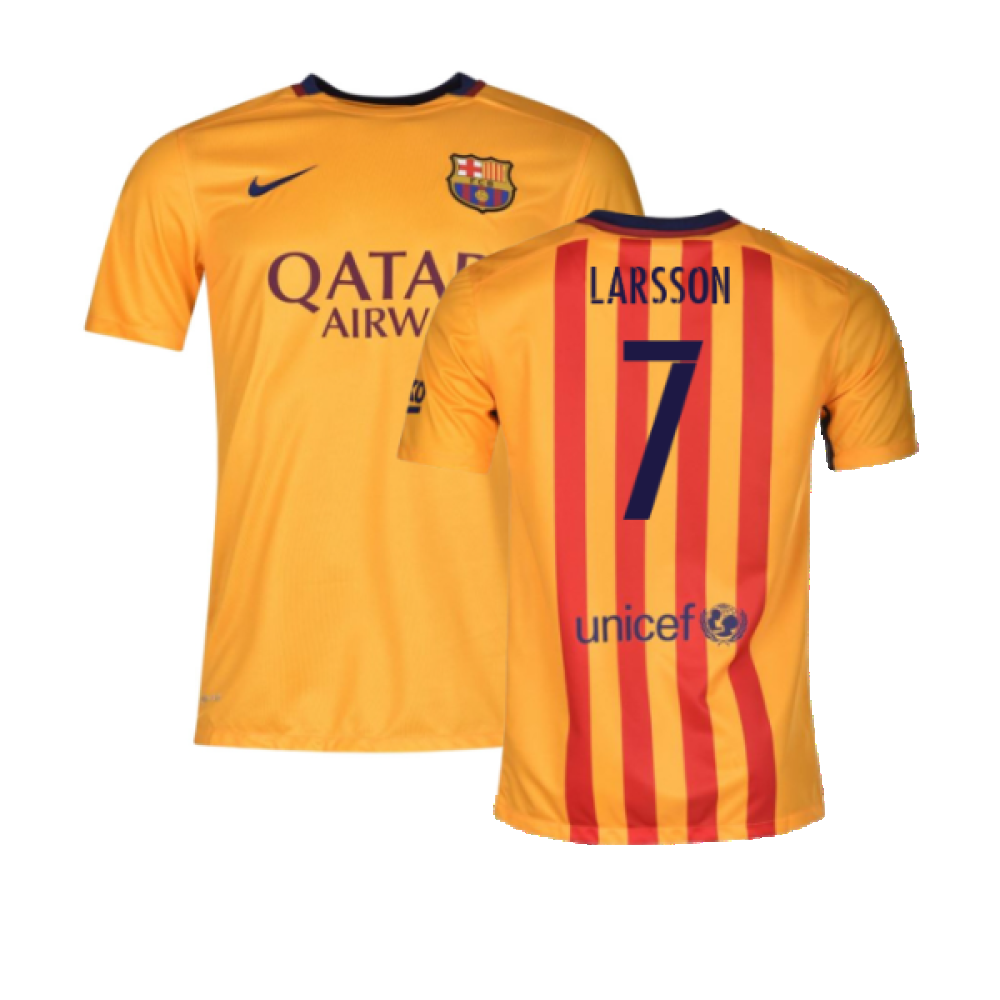 Barcelona 2015-16 Away Shirt (2XL) (Good) (Larsson 7)_0