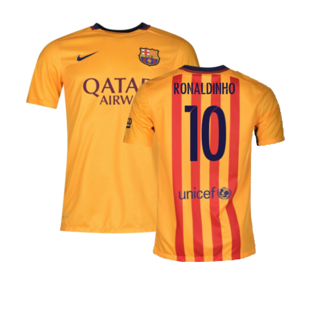 Barcelona 2015-16 Away Shirt (L) Suarez #9 (Excellent) (Ronaldinho 10)_0