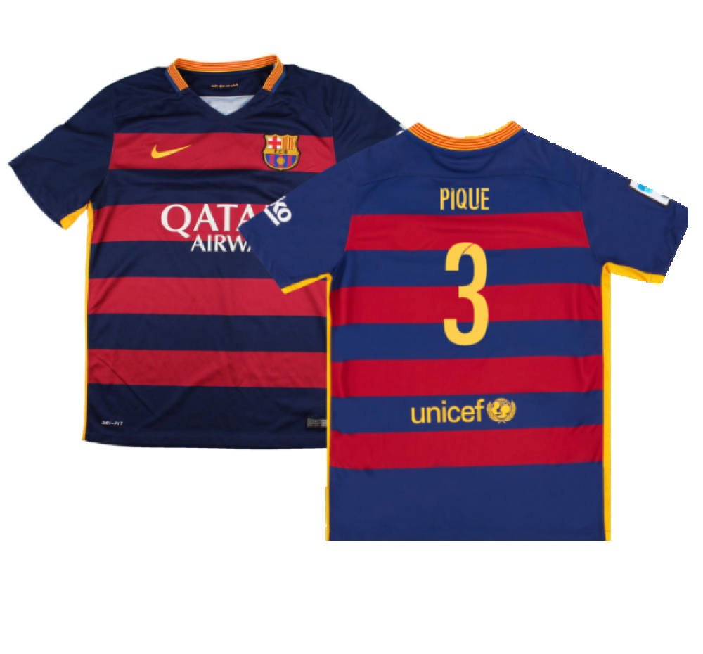 Barcelona 2015-16 Home Shirt (2XL) (Mint) (Pique 3)_0