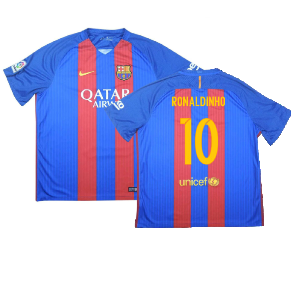 Barcelona 2016-17 Home Shirt (S) (Very Good) (Ronaldinho 10)_0