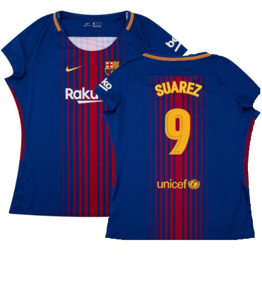 Barcelona 2017-18 Home Shirt (Womens) (XL) (Mint) (Suarez 9)_0