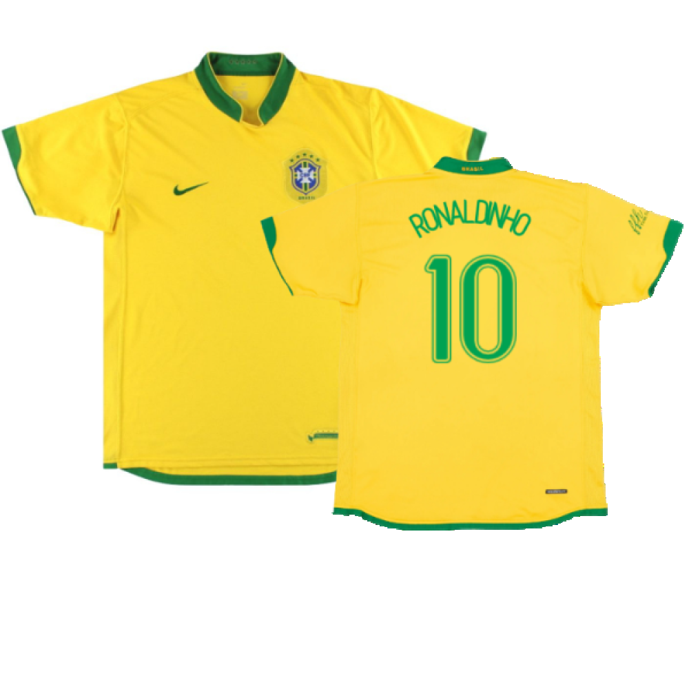 Brazil 2006-08 Home Shirt (L) (Excellent) (Ronaldinho 10)_0