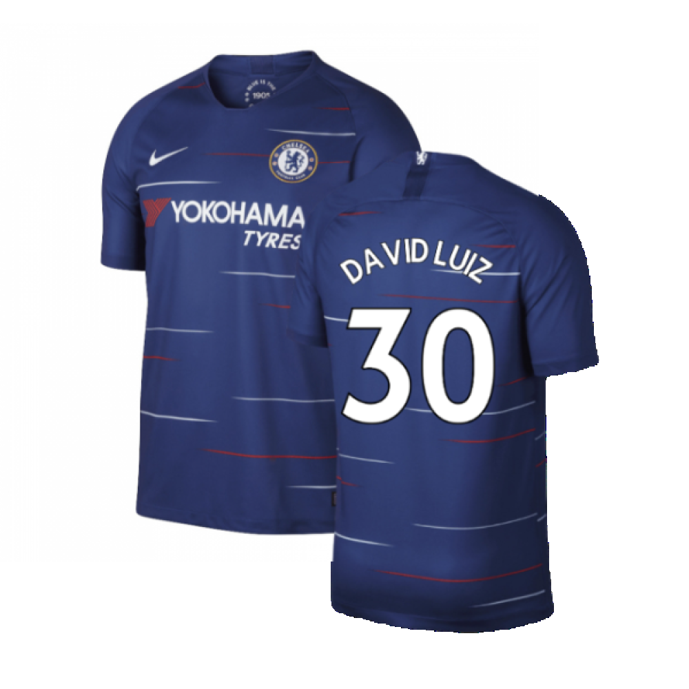 Chelsea 2018-19 Home Shirt (S) (Mint) (David Luiz 30)_0