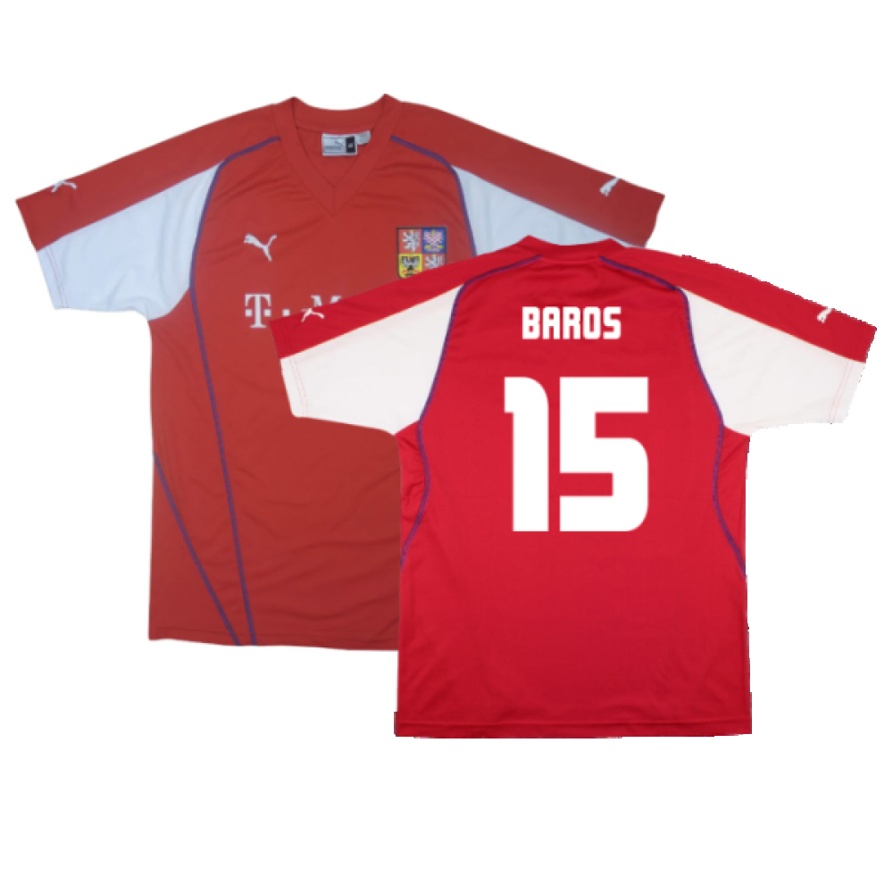 Czech Republic 2003-04 Home Shirt (L) (Good) (Baros 15)_0