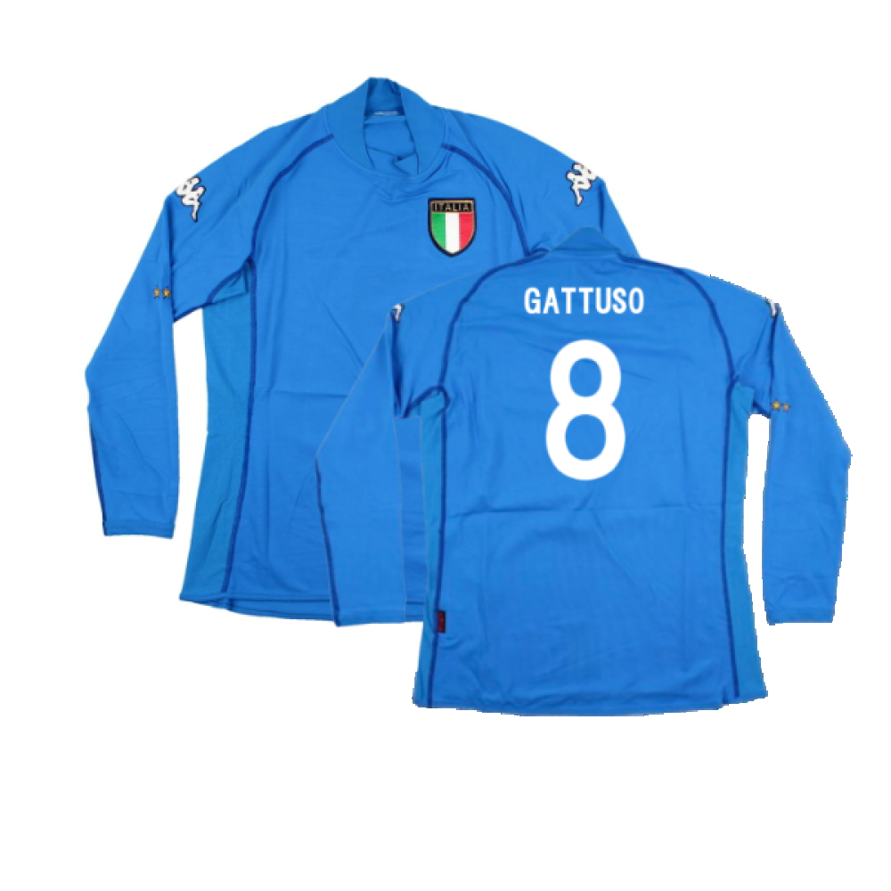 Italy 2002-2003 Home Long Sleeve Shirt (M) (Good) (Gattuso 8)_0