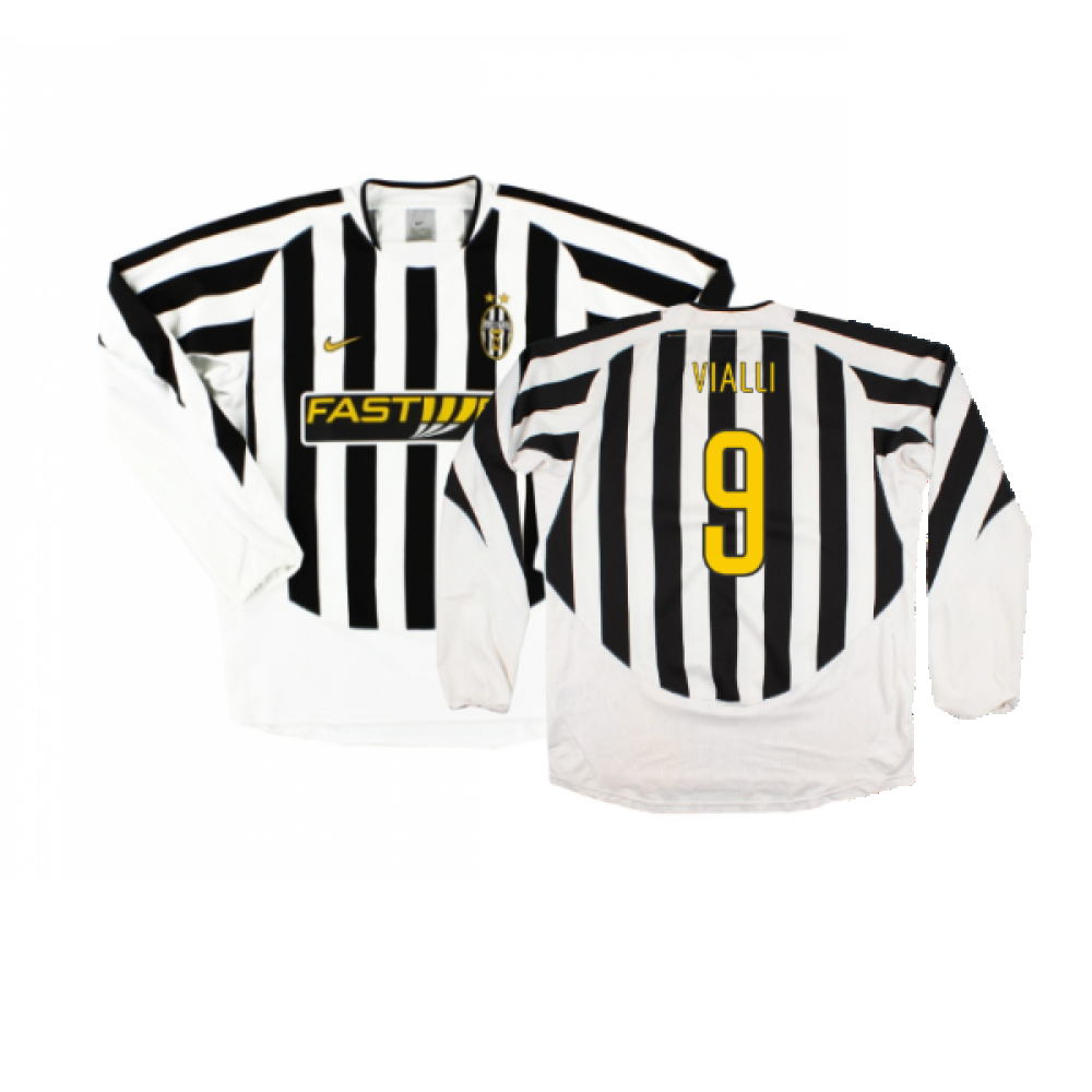 Juventus 2003-04 Long Sleeve Home Shirt (M) (Very Good) (Vialli 9)_0