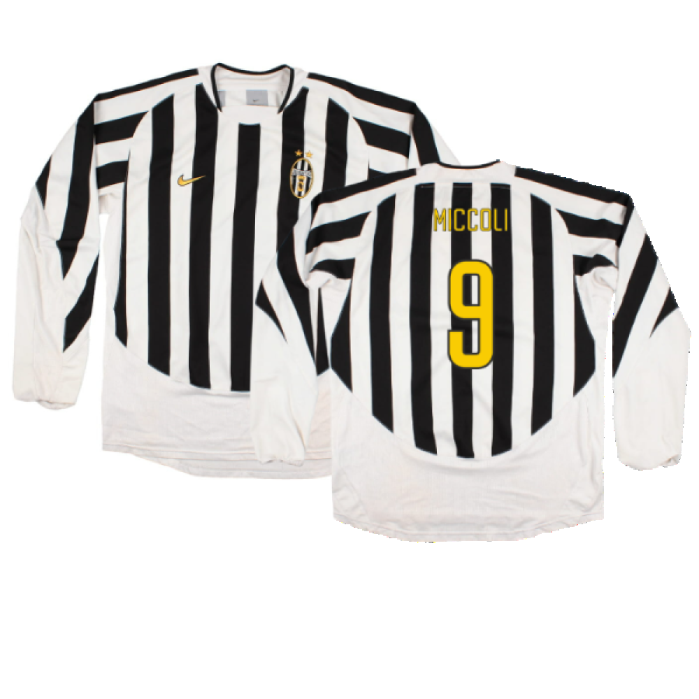 Juventus 2003-04 Long Sleeve Home Shirt (Sponsorless) (L) (Excellent) (Miccoli 9)_0