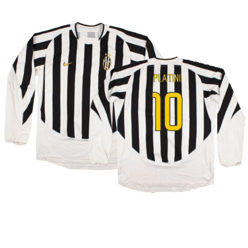 Juventus 2003-04 Long Sleeve Home Shirt (Sponsorless) (L) (Excellent) (Platini 10)_0