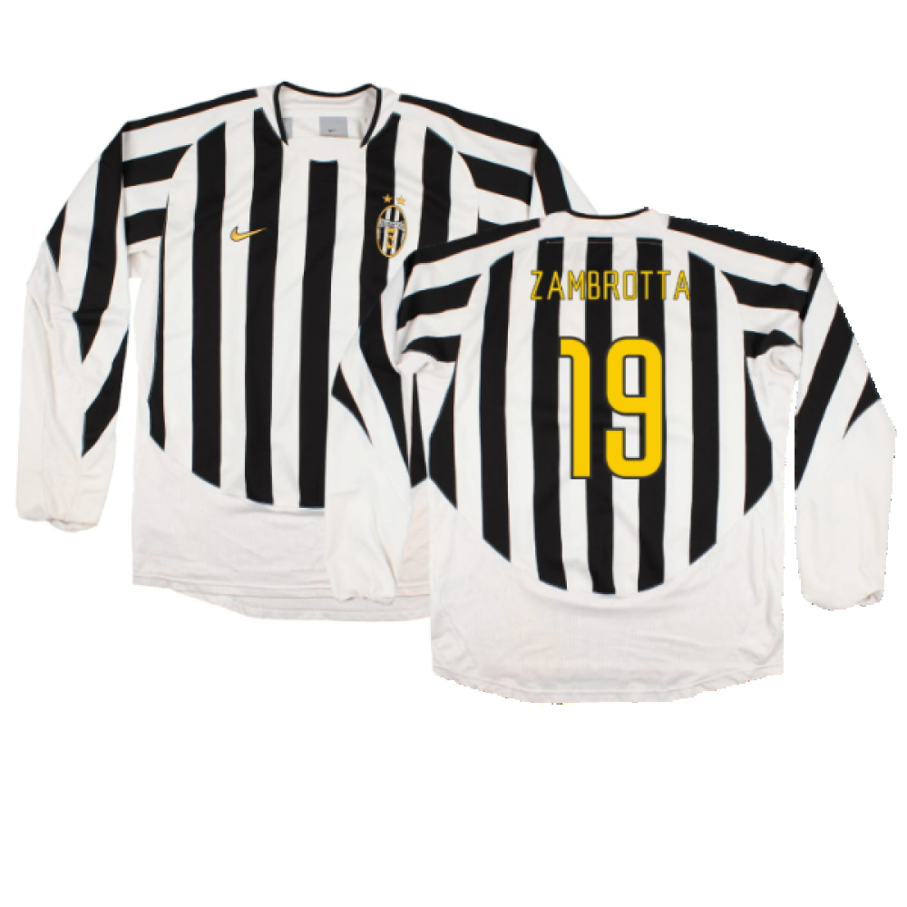 Juventus 2003-04 Long Sleeve Home Shirt (Sponsorless) (L) (Excellent) (Zambrotta 19)_0