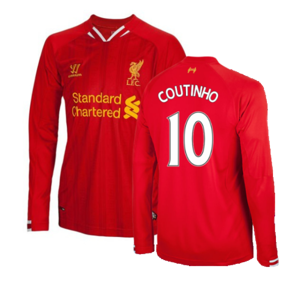 Liverpool 2013-14 Home Long Sleeve Shirt (XL) (Excellent) (COUTINHO 10)_0